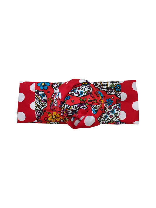 BETTY BOO BANDS™ WIRED HEADWRAP | Zero Fabric Waste | Red Skulls + Red with White Polkadots