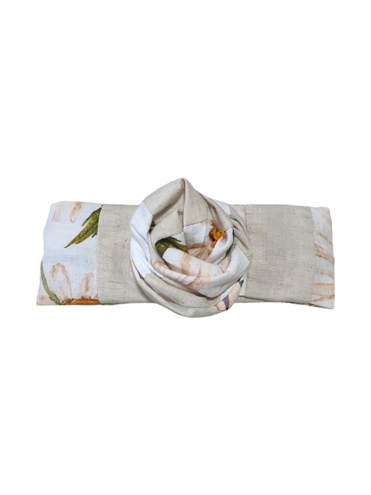 BETTY BOO BANDS™ WIRED HEADWRAP | Zero Fabric Waste | Linen Neutral + Linen White Florals