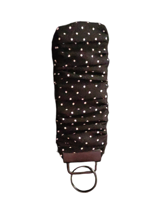 SCRUNCHIE KEY WRISTLET Georgette White Mini Dots | Black