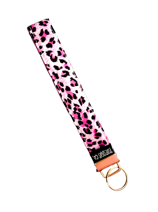 KEY FOB WRISTLET Satin Leopard| Pink (17cm x 2.5cm approx)