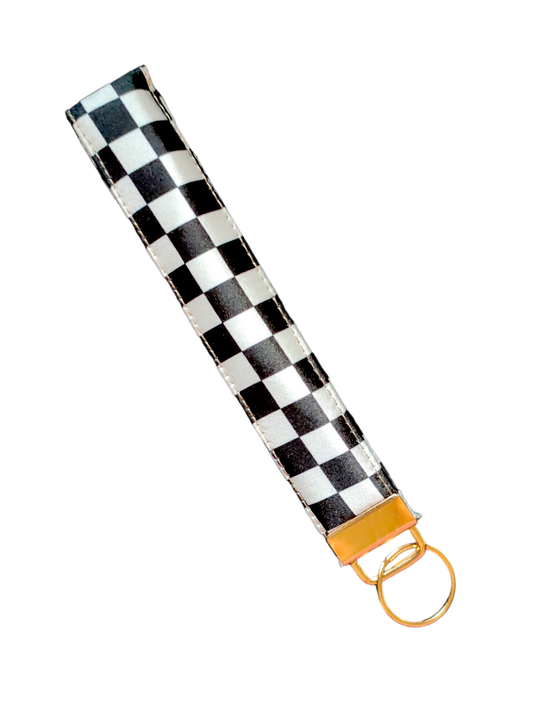 KEY FOB WRISTLET Satin Checkered | Black & White (17cm x 2.5cm approx)