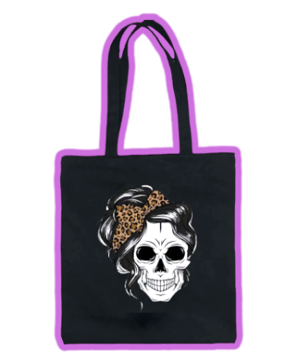 LARGE BAG Totebag Style | Skull with Leopard Headband