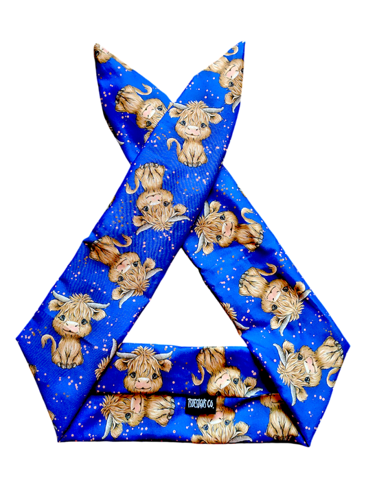 BETTY BOO BANDS™ WIRED HEADWRAP | Highland Cow | Blue