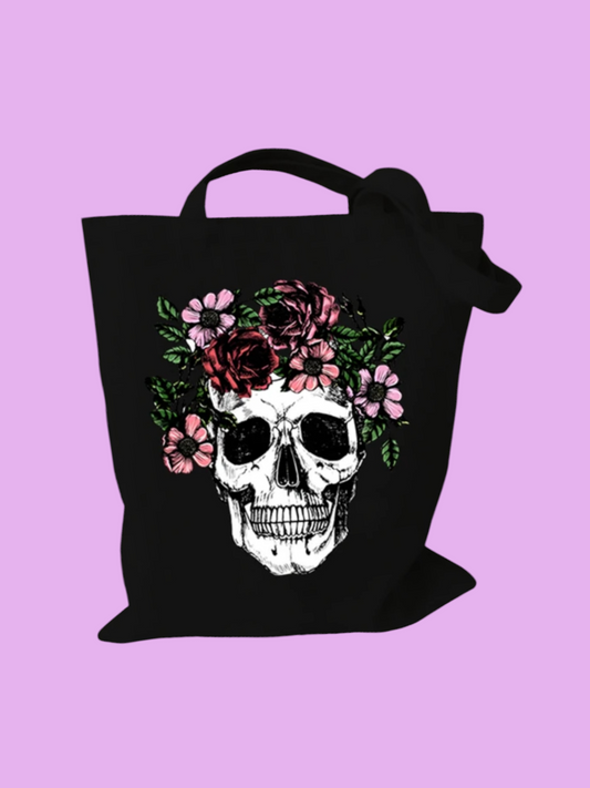 LARGE BAG Totebag Style | Skull Floral