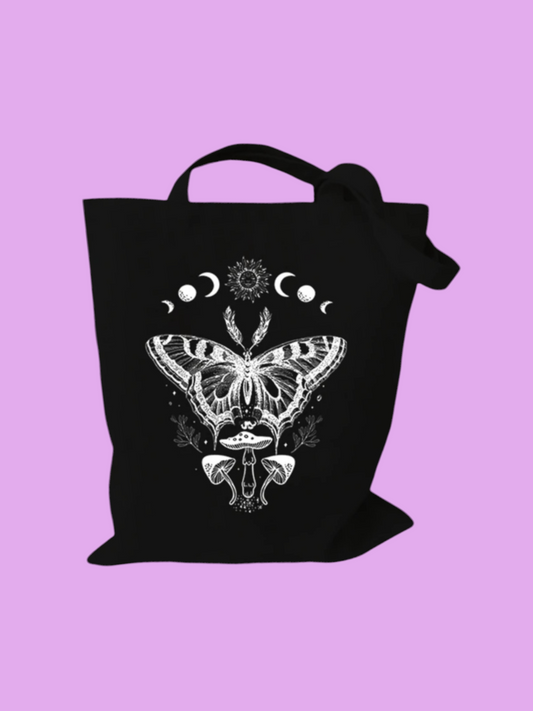 LARGE BAG Totebag Style | Witchy Moth & Moon