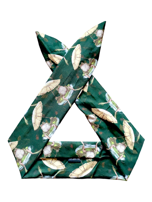 BETTY BOO BANDS™ WIRED HEADWRAP | Frogs Sitting on Lilies | Dark Green