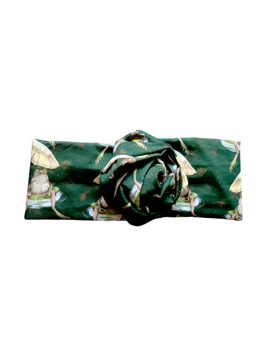 BETTY BOO BANDS™ WIRED HEADWRAP | Frogs Sitting on Lilies | Dark Green