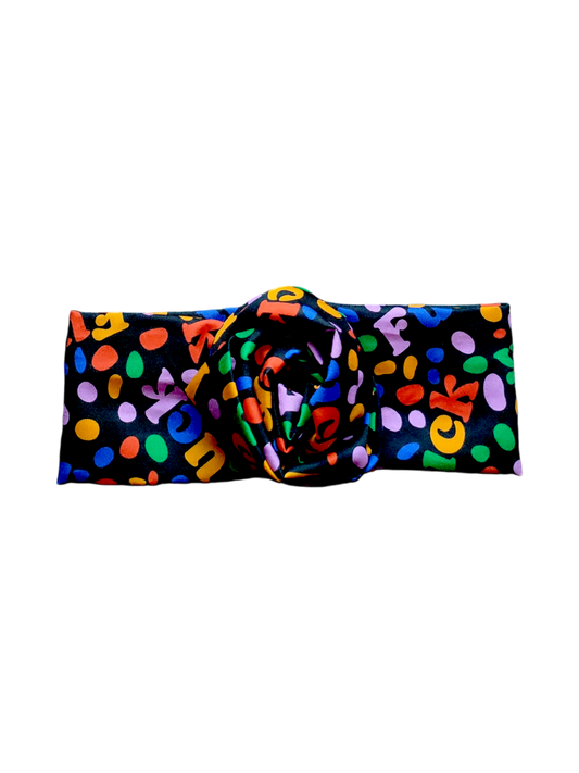 BETTY BOO BANDS™ WIRED HEADWRAP | Swear | F*ck | Rainbow Polkdots on Black