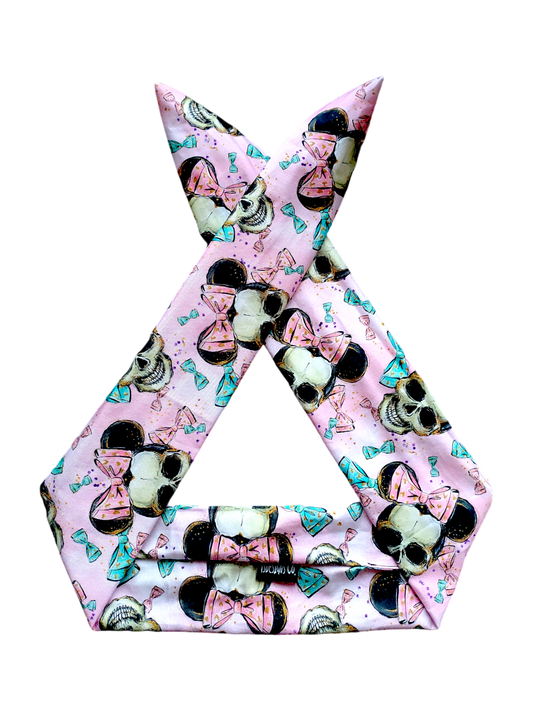 BETTY BOO BANDS™ WIRED HEADWRAP | Day of the Dead Mouse & Bows | Pink