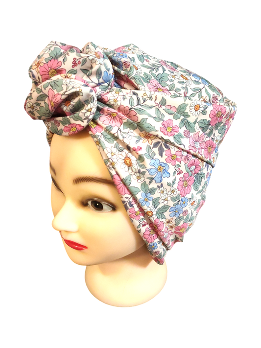 BETTY BOO WIRED TURBAN WRAP | Poplin Florals | Pink