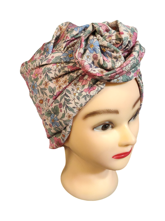 BETTY BOO WIRED TURBAN WRAP | Poplin Florals | Pink