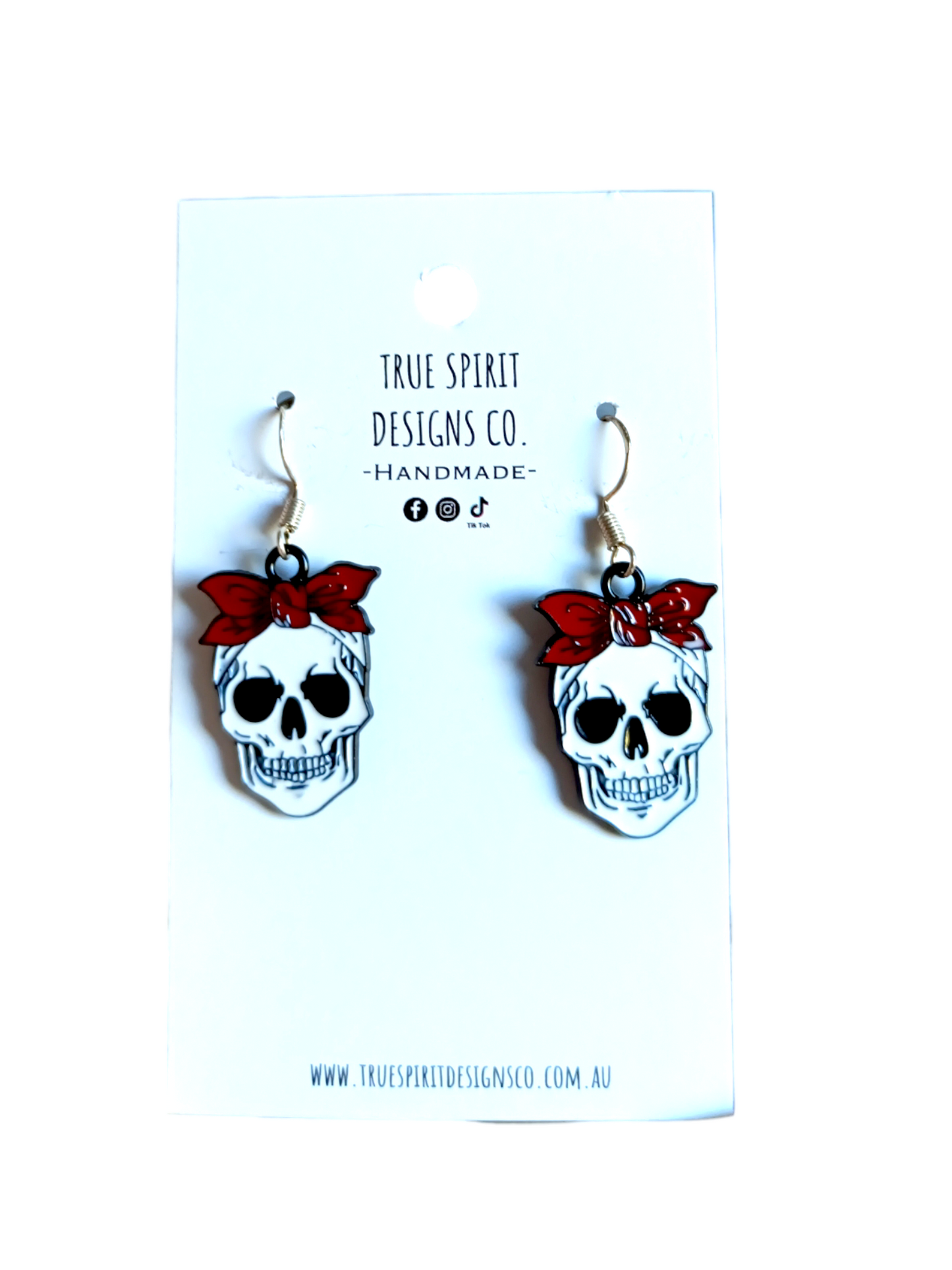 EARRINGS | Horror Skulls with Red Bows