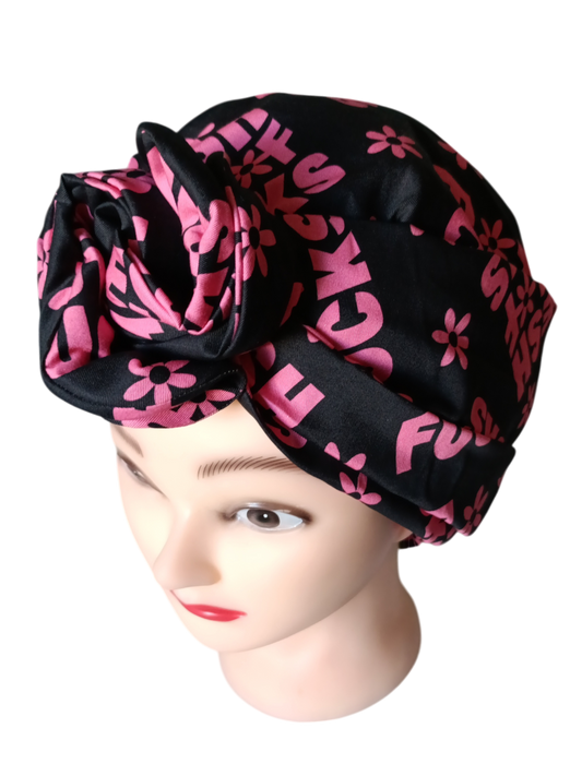 BETTY BOO WIRED TURBAN WRAP | Swear | Fresh Out Of F*cks | Pink & Black