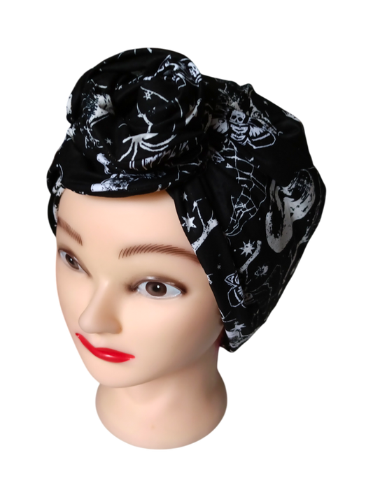 BETTY BOO WIRED TURBAN WRAP | Gothy Halloween | Black & White