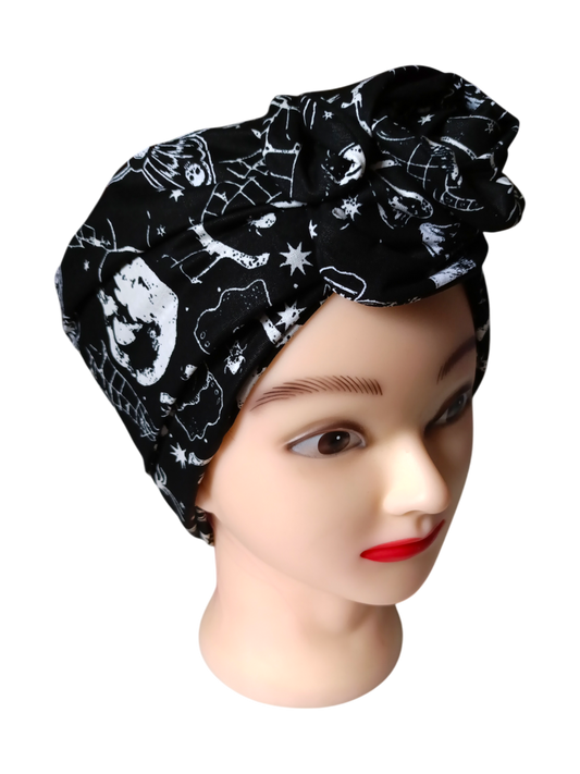 BETTY BOO WIRED TURBAN WRAP | Gothy Halloween | Black & White