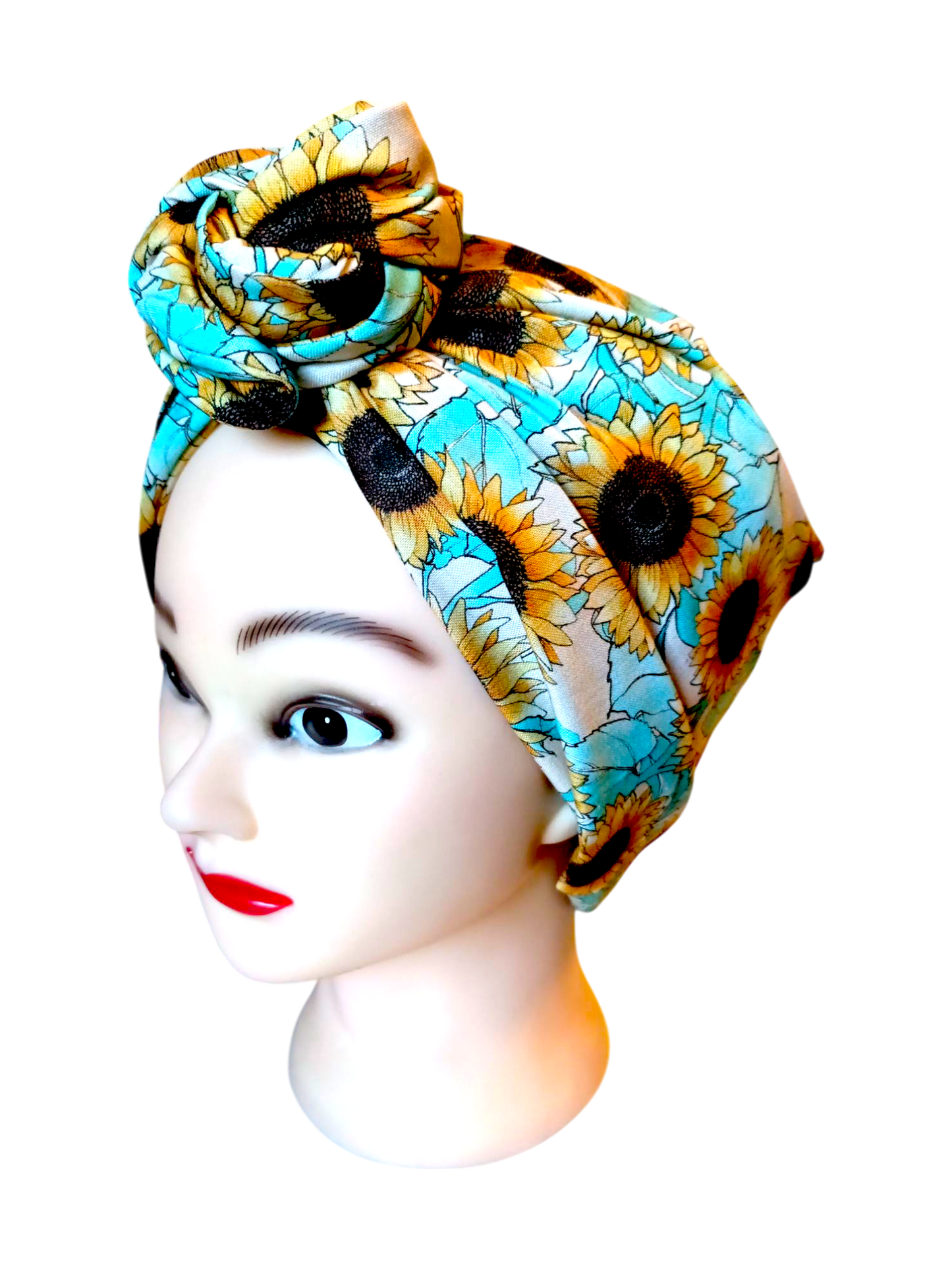 BETTY BOO WIRED TURBAN WRAP | Sunflowers | Aqua