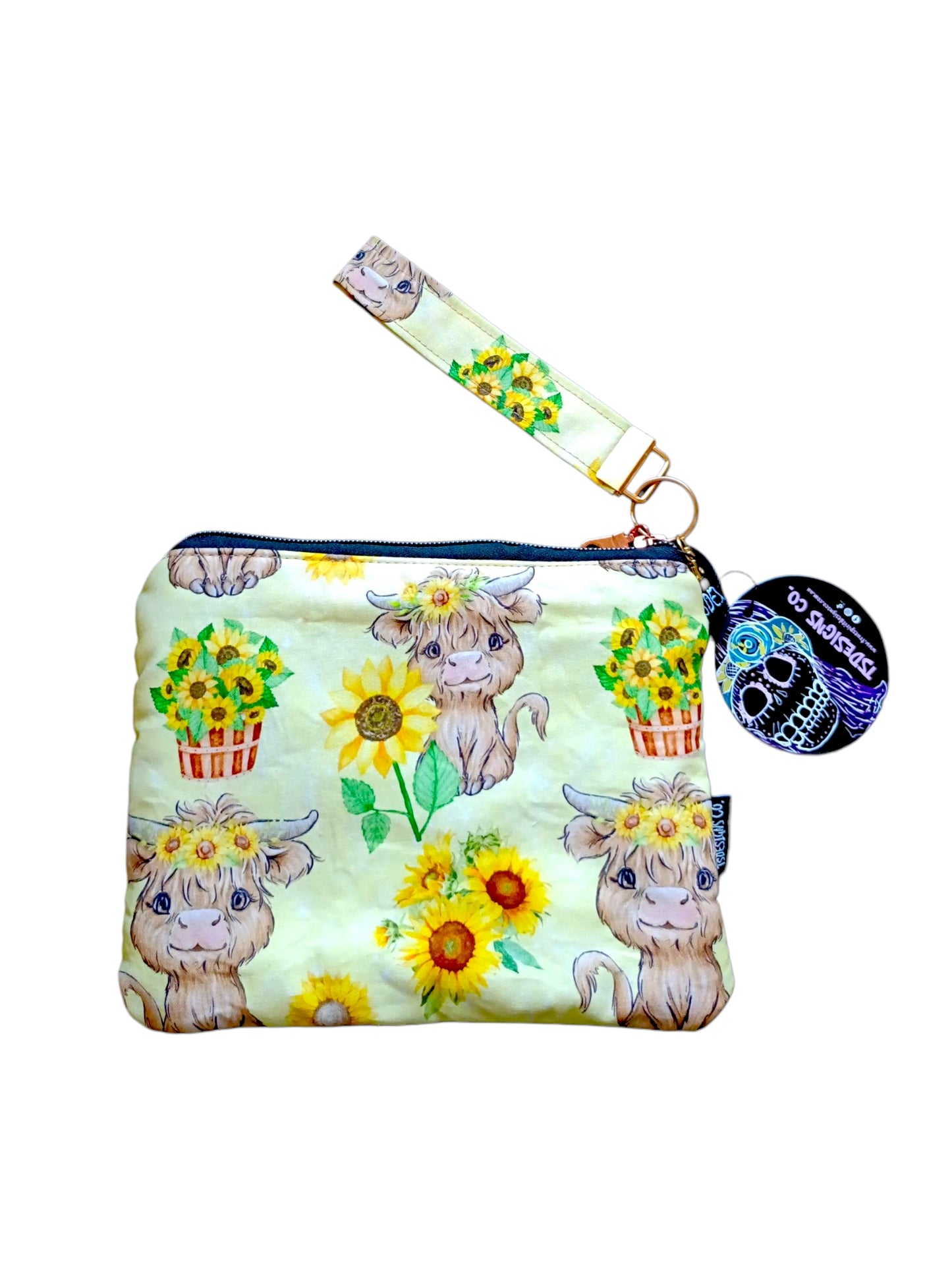 CLUTCH BAG Highland Cows & Sunflowers | Yellow