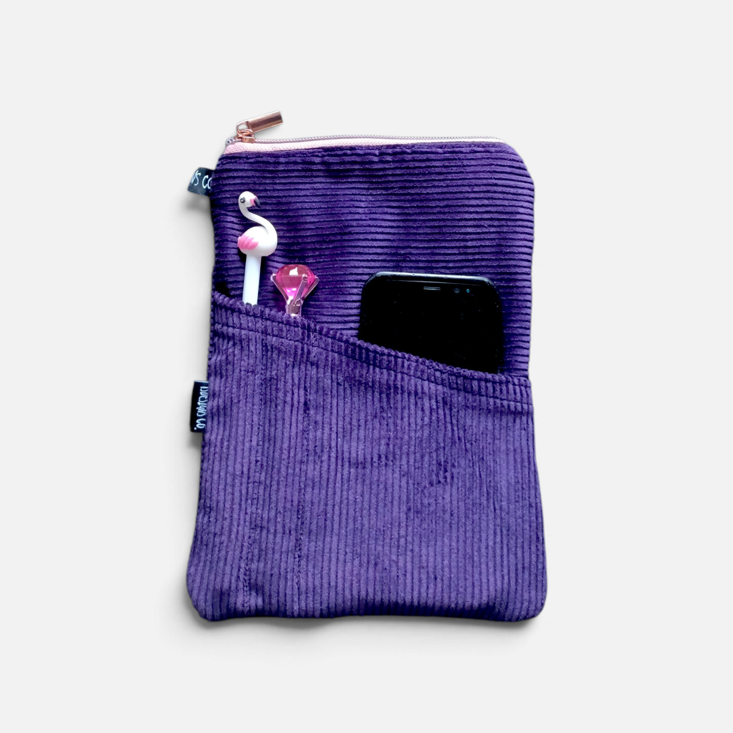 Book & Ebook Sleeve A5/A6 + 2-pen & Mobile Front Pockets | Corduroy Purple