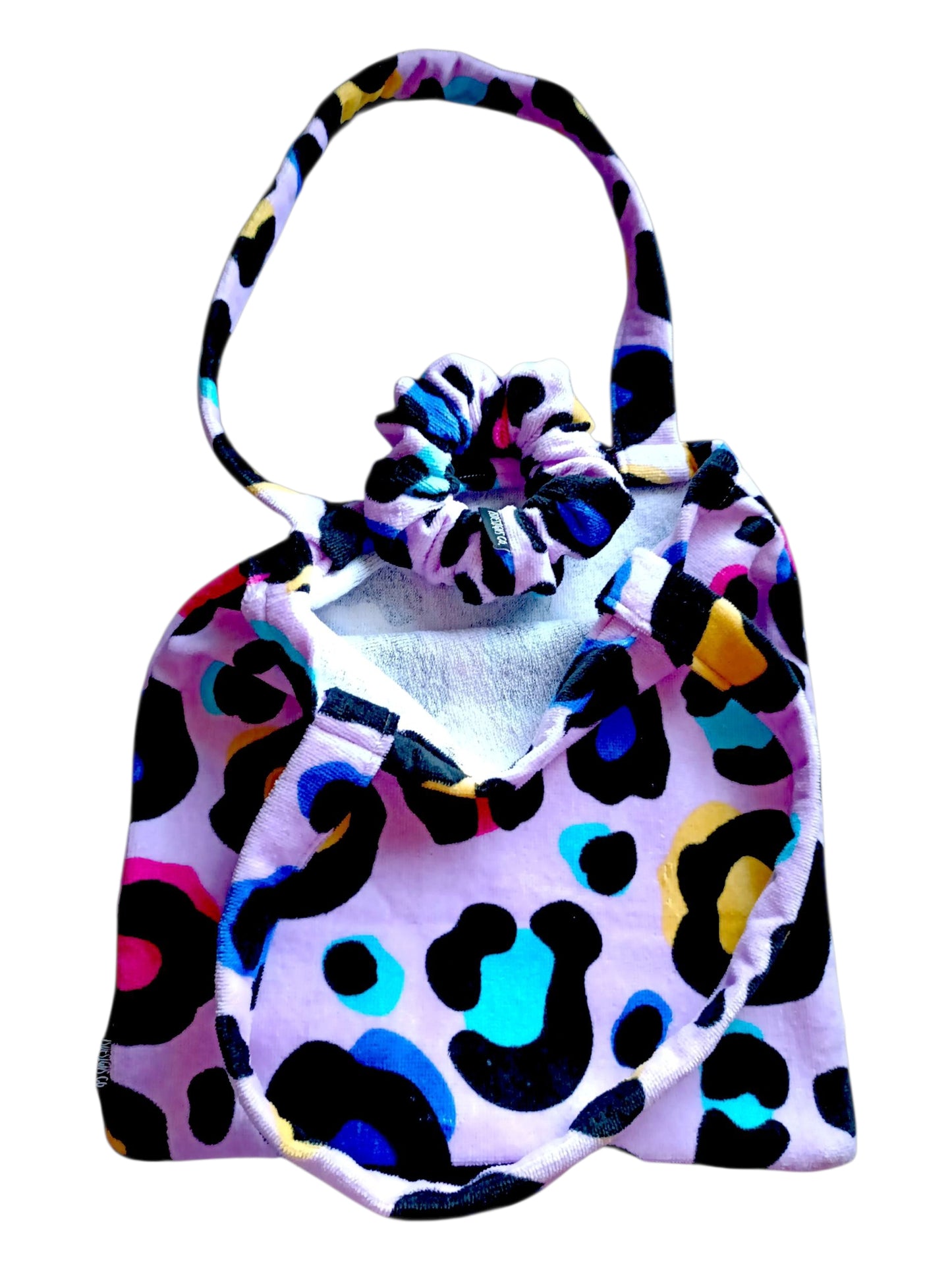 BEACH TOWEL BAG + MATCHY SCRUNCHIE TOWEL SET | Leopard | Pink