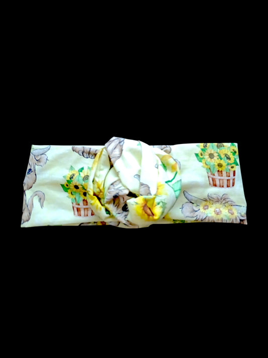 BETTY BOO BANDS™ WIRED HEADWRAP | Highland Cow & Sunflowers | Yellow