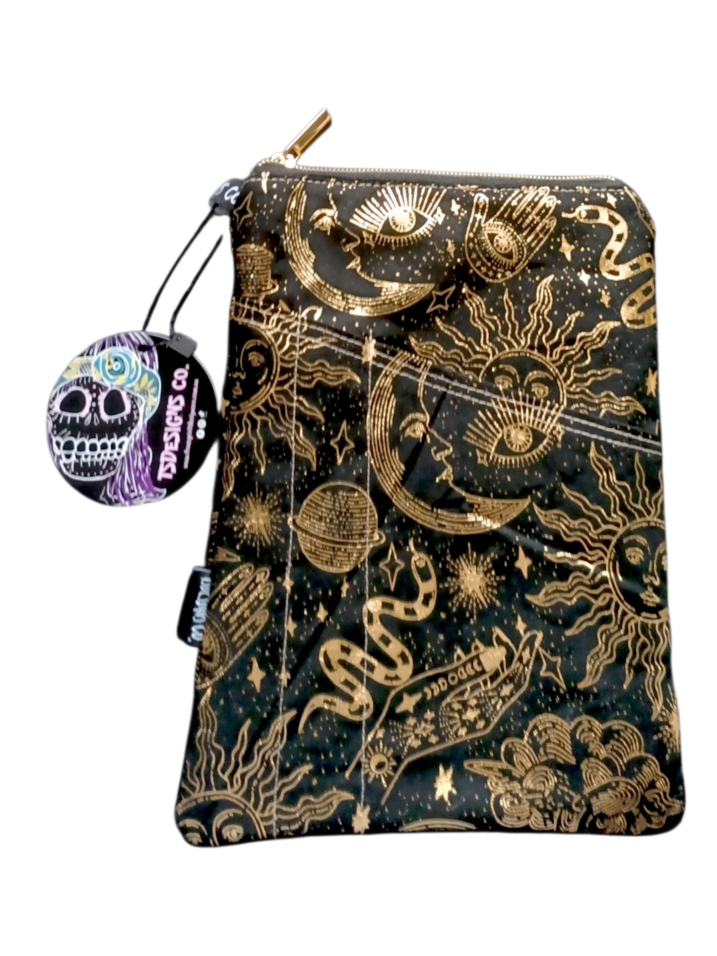 Book & Ebook Sleeve A5/A6 + 2-pen & Mobile Front Pockets | Mystical Black & Gold