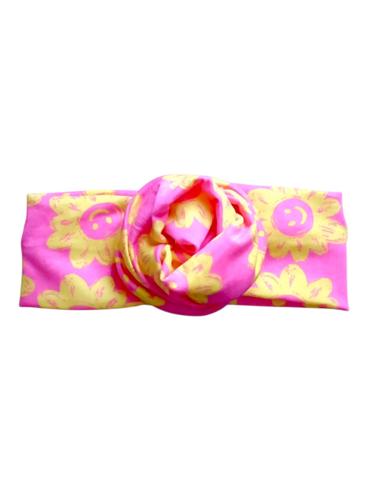 BETTY BOO BANDS™ WIRED HEADWRAP | Smiley Flowers | Hot Pink & Yellow