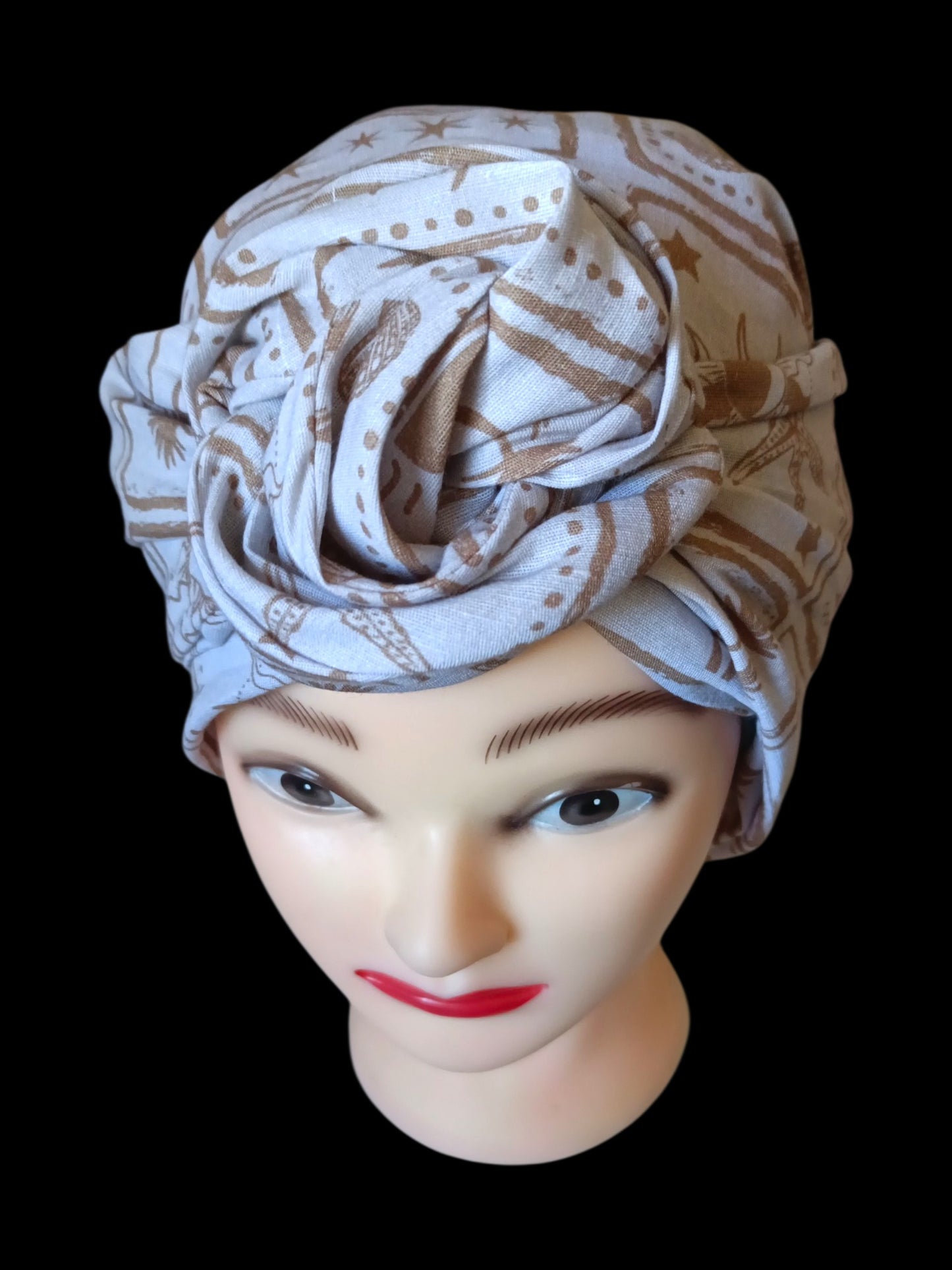 BETTY BOO WIRED TURBAN WRAP | Linen Beach Kiss | Beige