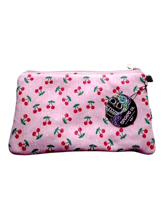 MAKEUP POUCH Large | Cherries | Pink Polkadots