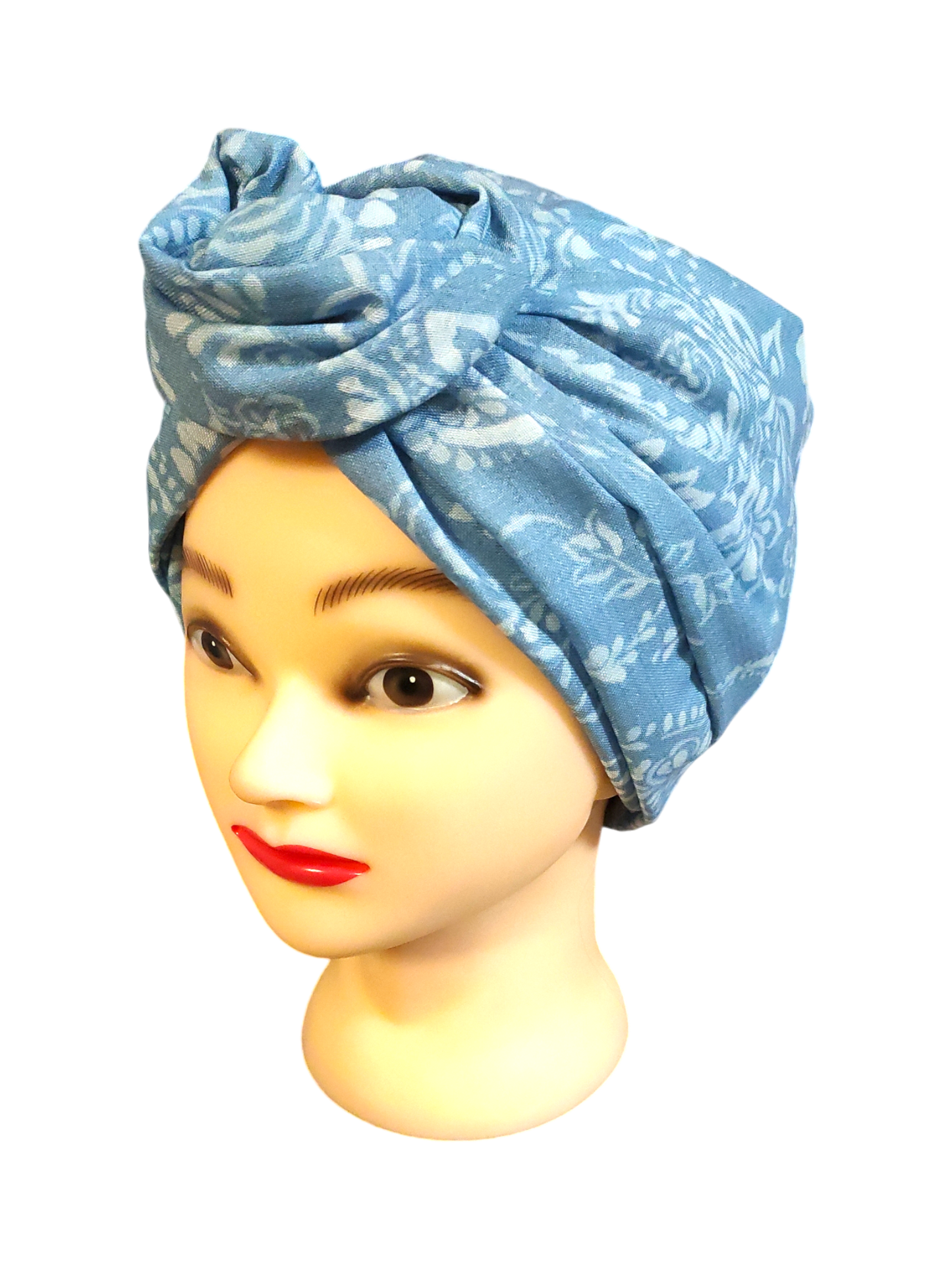 BETTY BOO WIRED TURBAN WRAP | Linen Paisley Boho | Blue