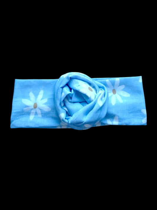 BETTY BOO BANDS™ WIRED HEADWRAP | Linen Daisy Flowers | Light Blue