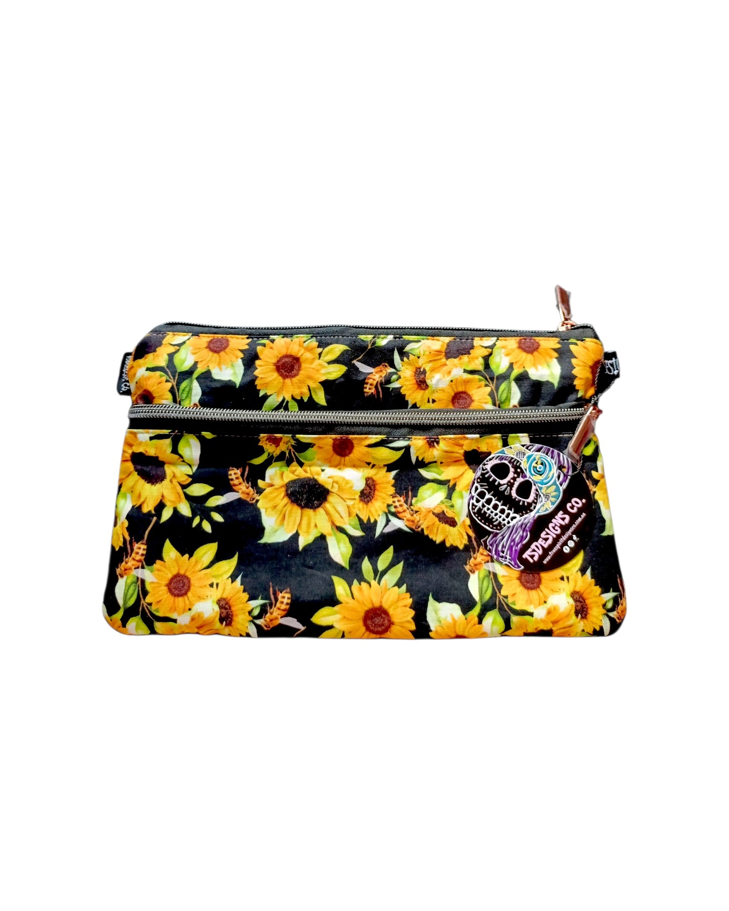 MAKEUP BAG Large | Sunflowers & Bees