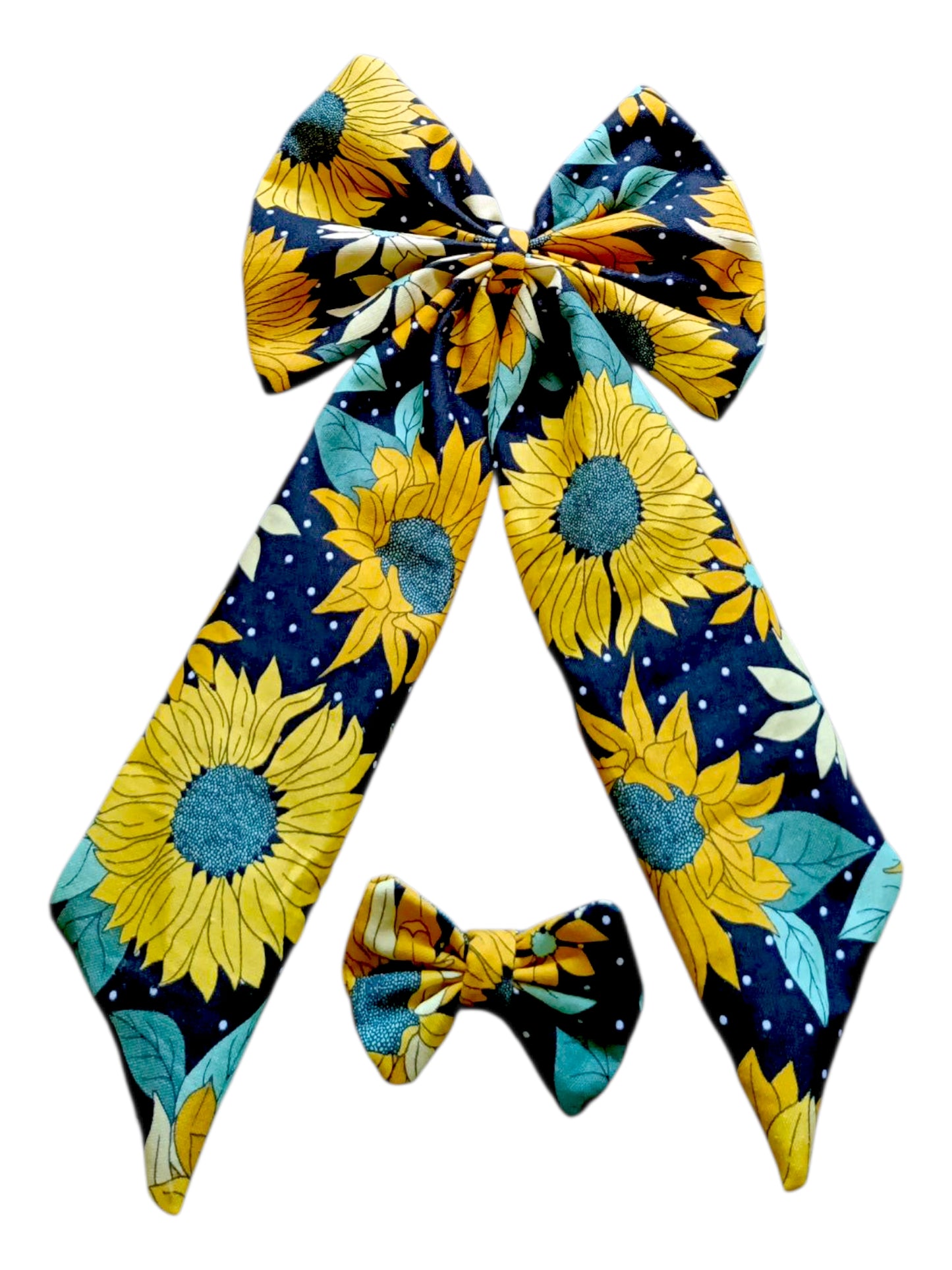 BOWS | Large & Mini Set Sunflower | Black with Polkdots
