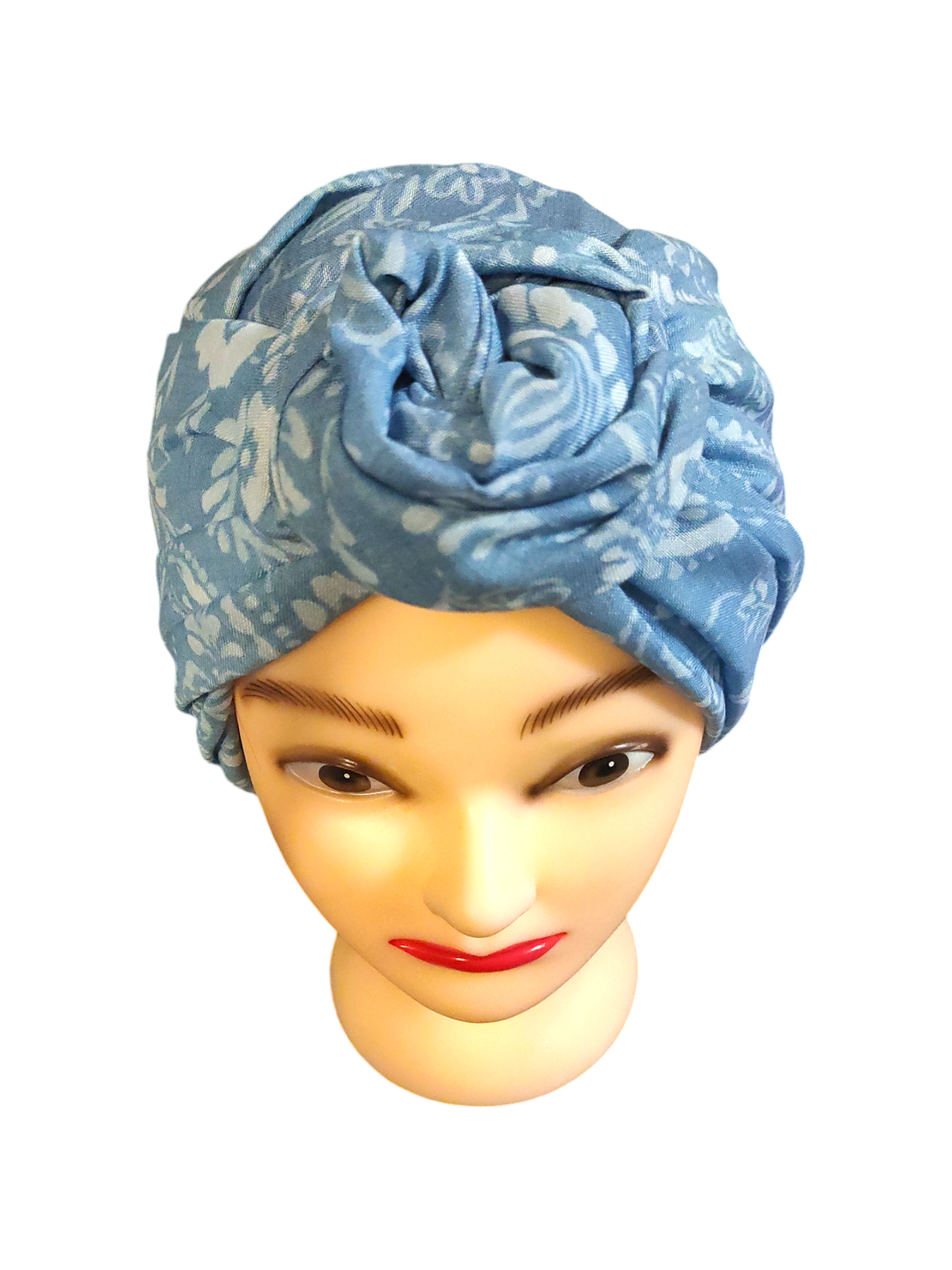 BETTY BOO WIRED TURBAN WRAP | Linen Paisley Boho | Blue