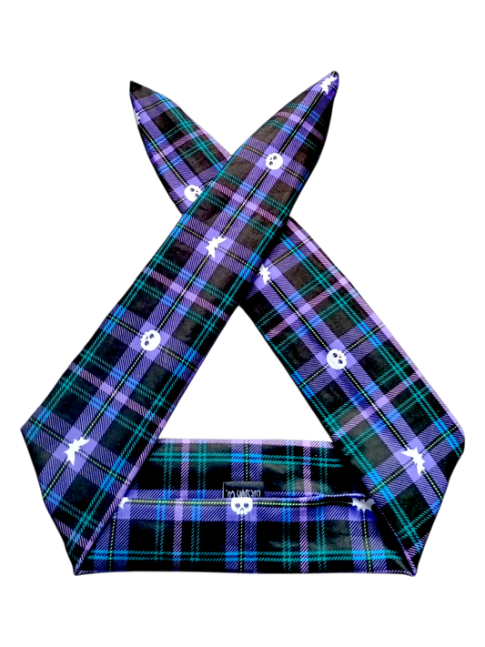 BETTY BOO BANDS™ WIRED HEADWRAP | Halloween Tartan Purple