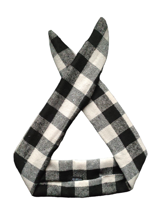 BETTY BOO BANDS™ WIRED HEADWRAP | FLUFFY WIRED BANDS | Knit Gingham Black & White