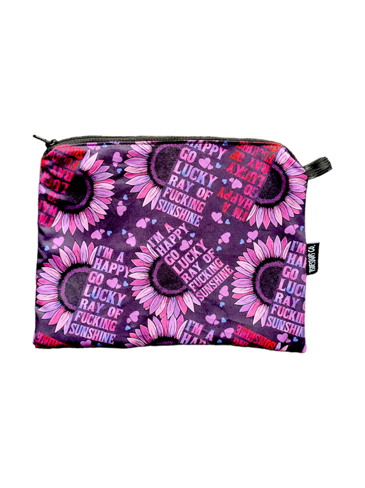 STORAGE ZIP POUCH | Swear 18+ | I'm a Happy Go Lucky Ray of F*cking Sunshine Purple