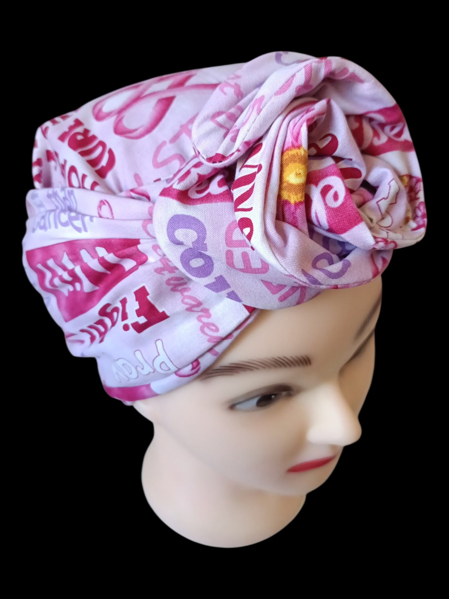 BETTY BOO WIRED TURBAN WRAP | Stronger than Cancer | Pink Ribbons