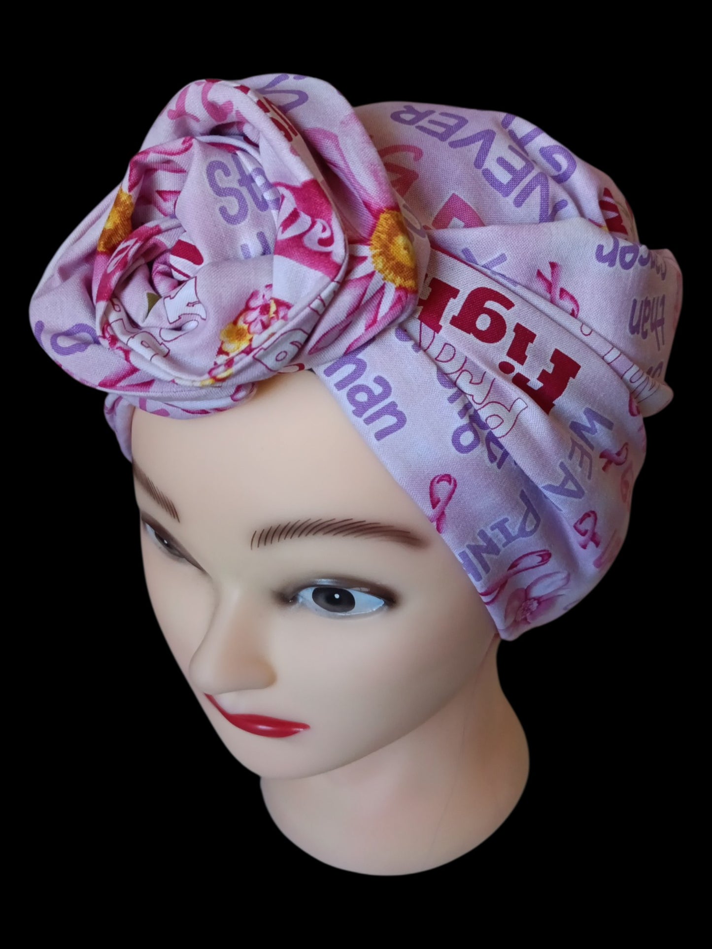 BETTY BOO WIRED TURBAN WRAP | Stronger than Cancer | Pink Ribbons