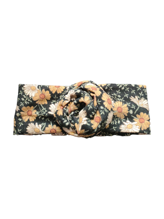 BETTY BOO BANDS™ WIRED HEADWRAP | Conduroy Daisies | Black