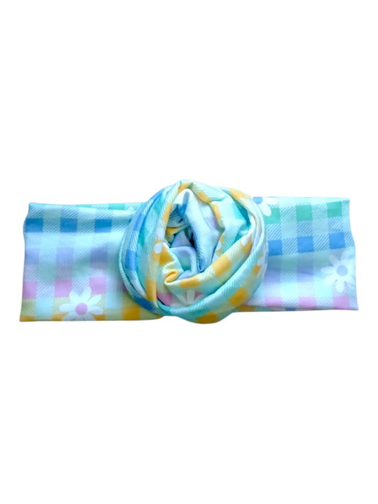 BETTY BOO BANDS™ WIRED HEADWRAP | Gingham | Pastel Rainbow & Daisies