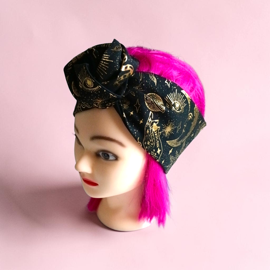 WIRED HEADWRAP | Channelled | Witchy Black & Gold