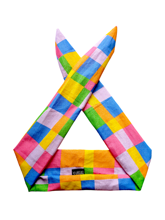 BETTY BOO BANDS™ WIRED HEADWRAP | Checkered Squares | Rainbow