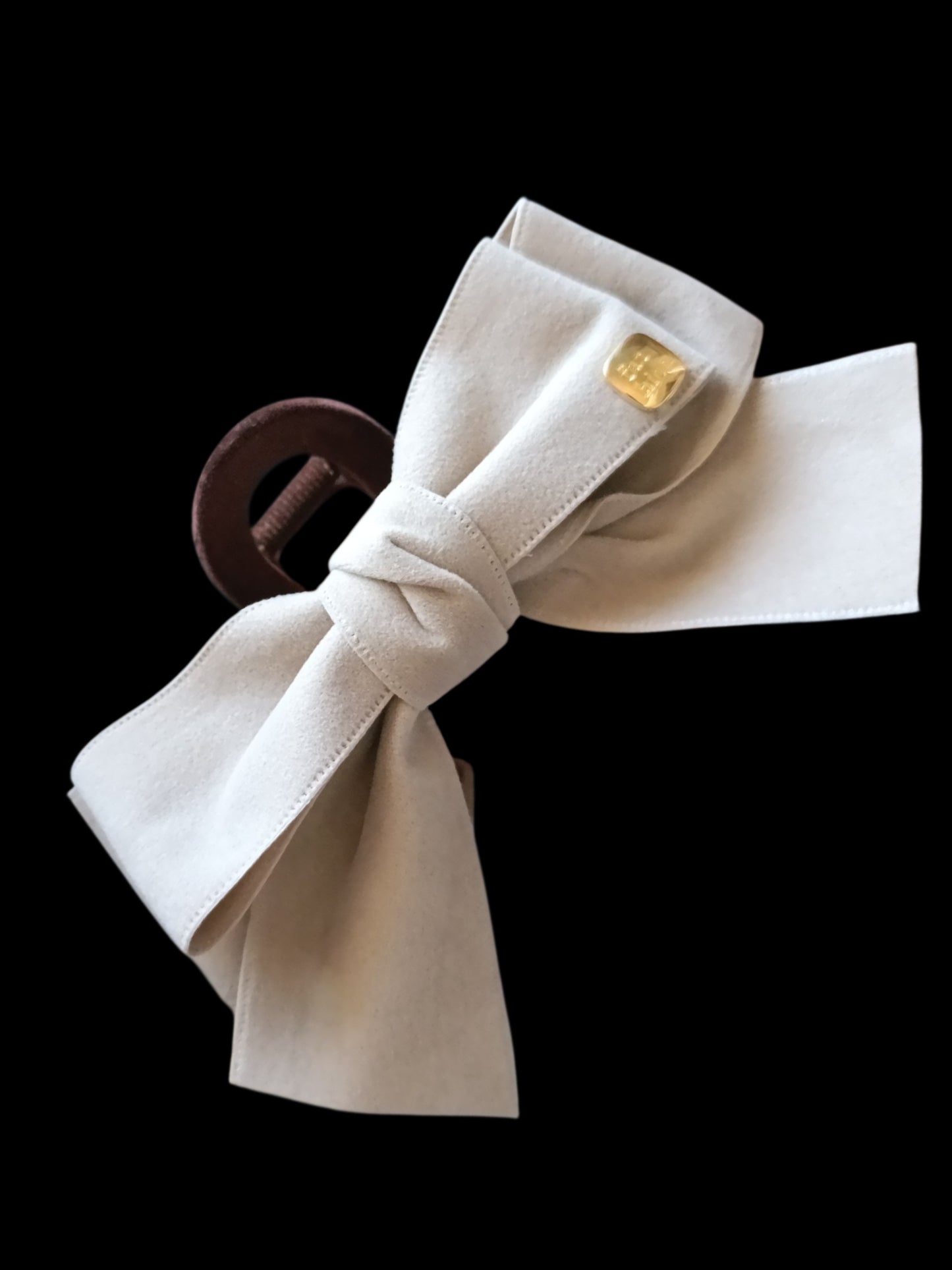 HAIR CLAW | Velvet Bow Beige Brown