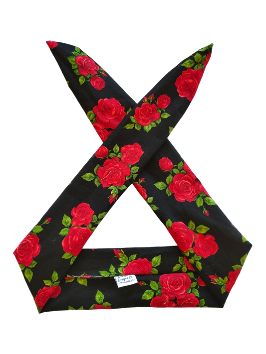 BETTY BOO BANDS™ WIRED HEADWRAP | Black with Red Roses