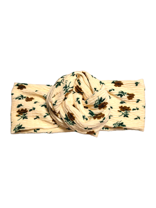 BETTY BOO BANDS™ WIRED HEADWRAP | Knitted Ribbed | Cream Floral