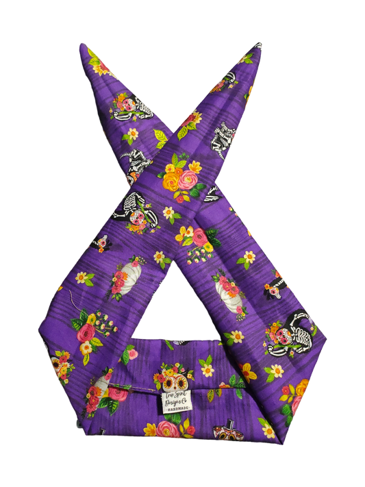 BETTY BOO BANDS™ WIRED HEADWRAP | Purple with Day of the Dead Animals