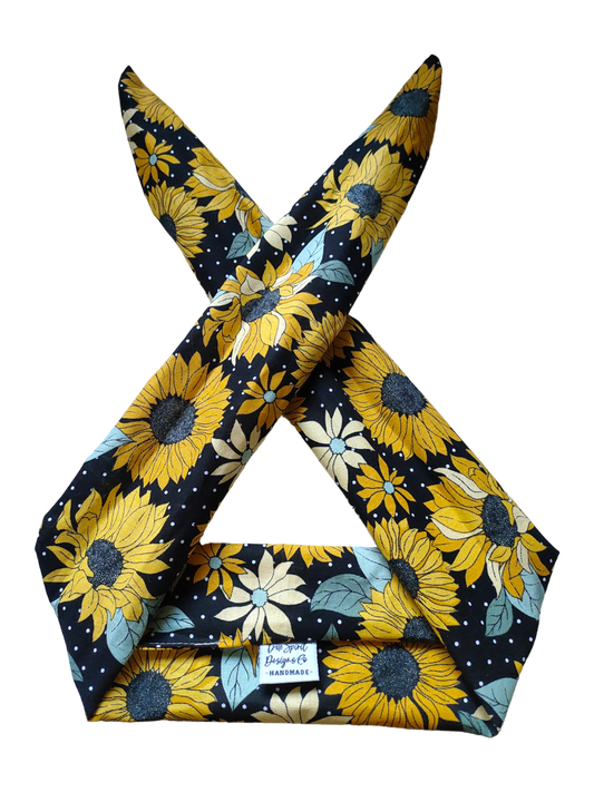 BETTY BOO BANDS™ WIRED HEADWRAP | Sunflowers | Black Polkadots