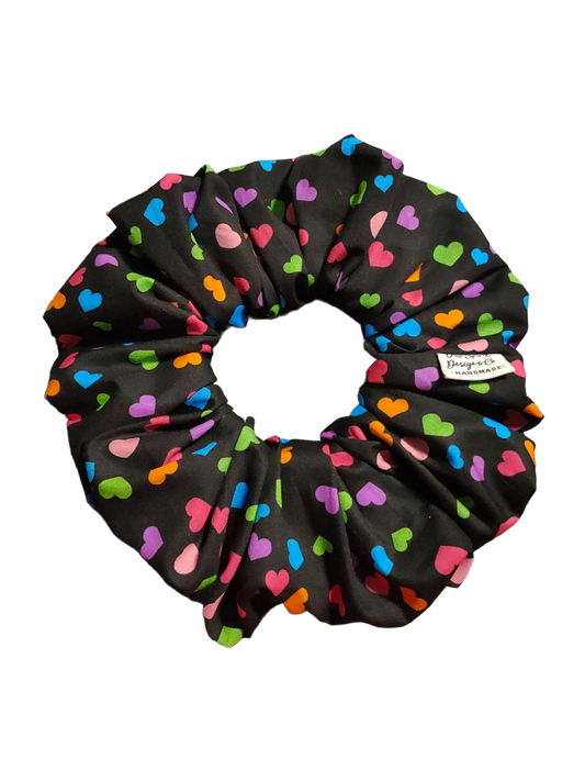 LARGE Black with Rainbow Hearts