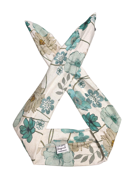 BETTY BOO BANDS™ WIRED HEADWRAP | Linen Teal Floral