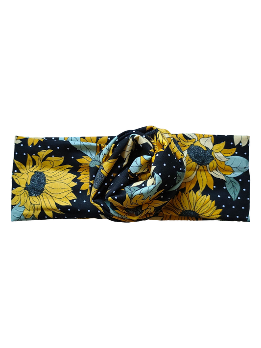 BETTY BOO BANDS™ WIRED HEADWRAP | Sunflowers | Black Polkadots